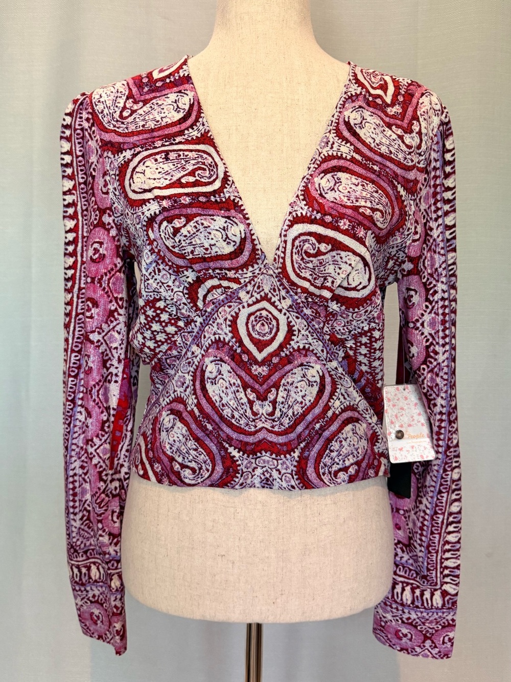 NWT Free People Wild and Free Paisley Long Sleeve Crop Top - Small
